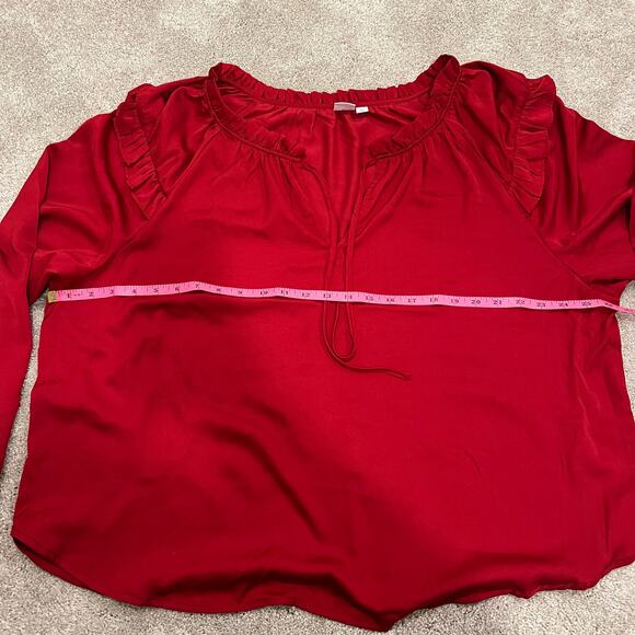 Gap Women's Red Long Sleeve Blouse with Ruffles Plus Size‎ XXL - Picture 6 of 6